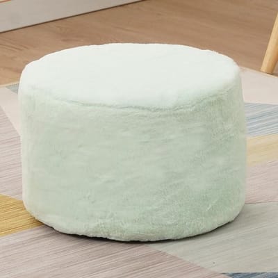 Ronde Poef - Voetenbankje - Ontspanning - Zachte Pluche - 30x20 cm - Lichtgroen
