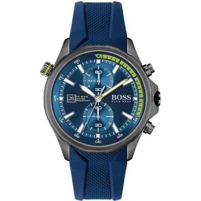 Hugo Boss 1513821 Globetrotter Blauwe Wijzerplaat Chrono Herenhorloge 46 mm blauw