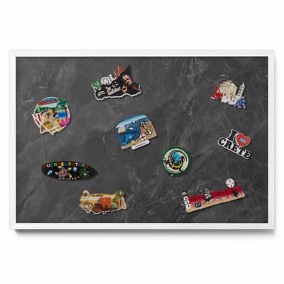 Tulup Magneetbord met Witte Frame - Grijs Magneetbord met Ontwerpen - 60 cm x 40 cm - Donkere stenen structuur - Magnetisch Bord Kindvriendelijk - Memobord Magnetisch - Magnetisch Bord Rechthoekig