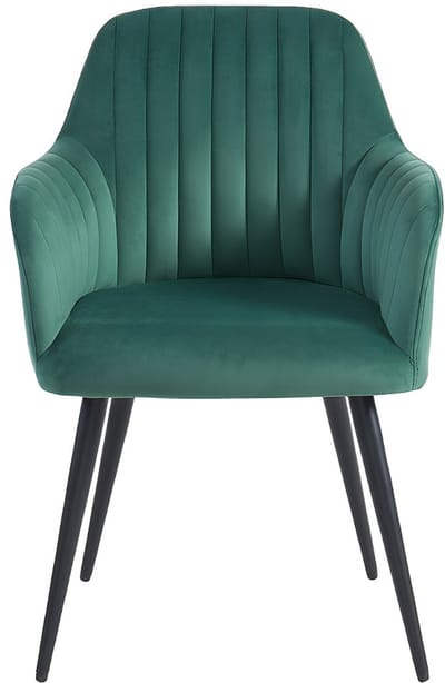 Vente-unique Set van 2 stoelen met armleuningen ELEANA - Fluweel & zwart metaal - Groen