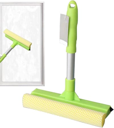 Raamschraper Spons - Glaswisser Rakel - Ramen Schoonmaken - 2-in-1 Ontwerp - 315 Inch - Groen