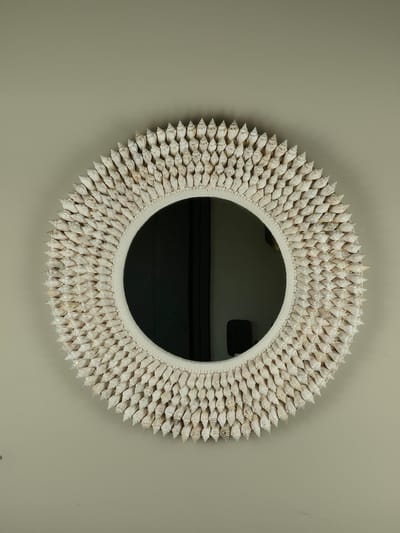 Blitzdeco - Wandspiegel Rond - Joa - Handgemaakt Schelpen - Licht Beige - Natuurlijke Glans