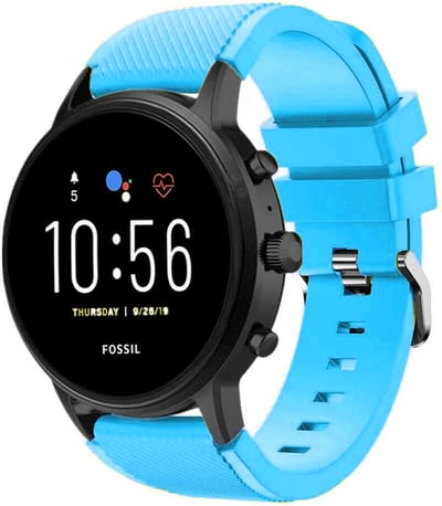 Strap-it Siliconen swartwatch bandje - geschikt voor Fossil Gen 5 / Fossil Gen 5e 44mm / Fossil Gen 6 44mm - lichtblauw