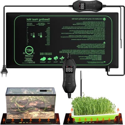 Verwarmingsmat voor Planten en Zaailingen, 25 x 50 cm, met Thermostaat, Ideaal voor Kieming en Kassen, Verwarmingspad voor Reptielen en Tuinieren
