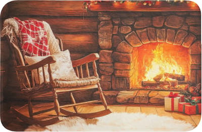 Badmat 60x40 cm - Antislip - Winter - Kerst - Huis - Openhaard - Badmatten voor badkamer - Badkamermat - Douchemat - Badkamer mat