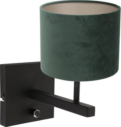 Wandlamp | 20 cm | Stang groen | E27 | groen zwart | metaal stof | modern