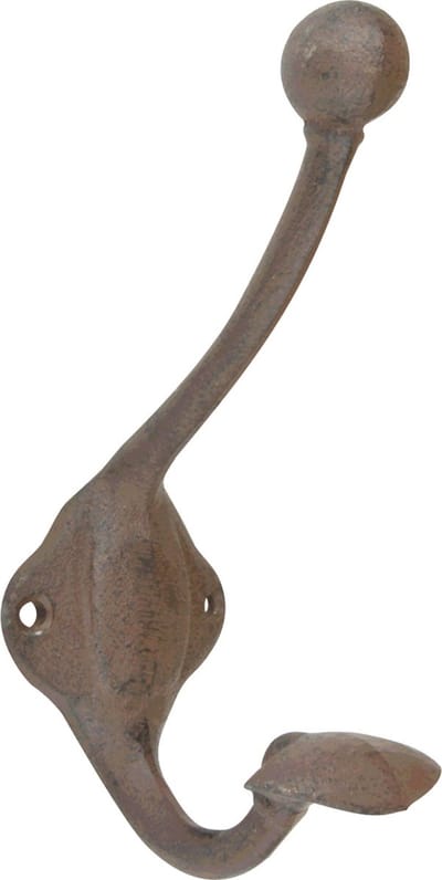 Esschert Design Wandhaken/kapstokhaken - hoed/kleding - 8 x 17 cm - gietijzer - Ophanghaken - Dubbele haken