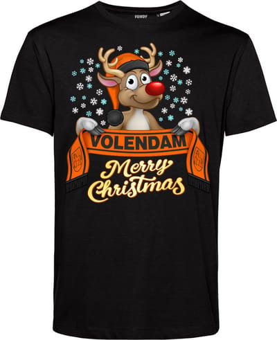 T-shirt Volendam | Foute Kersttrui Dames Heren | Kerstcadeau | FC Volendam supporter | Zwart | maat XS