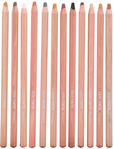 Dailygoods- Pastelpotlood Professioneel - Huidskleur Pastelpotloden - Kleurpotloden voor Volwassenen - Cadeau voor Kunstenaars - Eenvoudig te Slijpen - Ruim Kleurenpalet - Tekenpotloden
