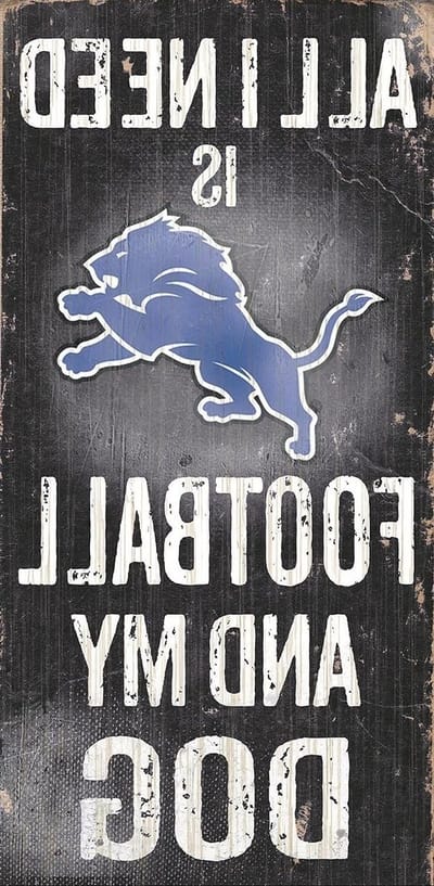 Detroit Lions Voetbal Hondenbord - Sport Huisdier Decoratie - Woonkamer Decoreren - Used Look Stijl - 15 cm - Veelkleurig