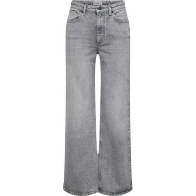 Only grijze dames jeans   High waist   Juicy   Stonewash wassing   Wide leg fit   5-Pocket zakken   Knoop- en ritssluiting   Duurzaam   High waist