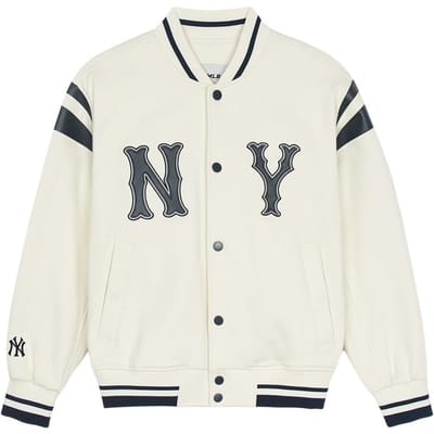 MLB New York Yankees Logo Baseball Knopenjas Lange Mouwen Jas Uniseks Jassen Beige 3AJPB0551-50CRS XL white