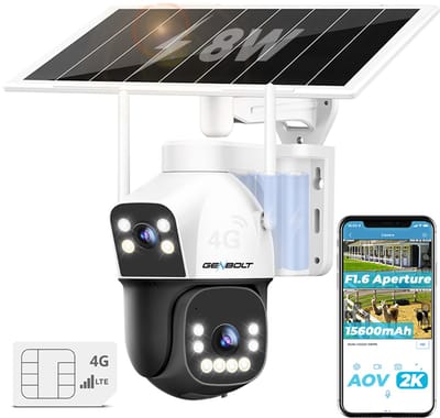 GENBOLT-4G Beveiligingscamera buite met simkaart-met zonnepaneel-3MP Dual Lens-24/7 AOV