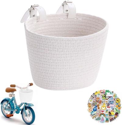 Verstelbare fietsmand, stuurtas voor de step, schattige fietsmand voor op het stuur, geschikt voor jongens, kinderen, tieners en jongeren; handige opbergtas voor fietstochten, uitstapjes in de buitenlucht, woon-werkverkeer en dagelijkse boodschappen