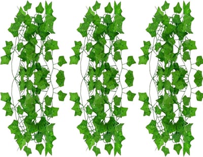 Set van 3 Kunstmatige Klimop Lianen van 21m - Groene Bladeren voor Decoratie in Huis, Tuin en Bruiloften