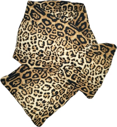Dames panterprint sjaal Talitha met doorsteek lus camel zwart beige neksjaal halssjaal
