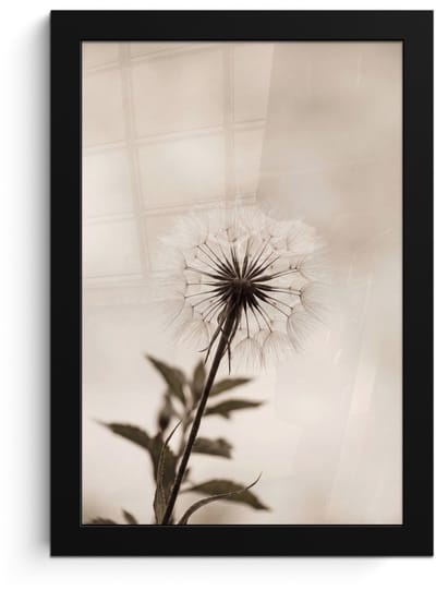 Poster in lijst - Fotolijst 20x30 cm - Posters - Paardenbloem - Minimalistisch - Wit - Posterlijst zwart - Decoratie - Wanddecoratie woonkamer - Muurdecoratie slaapkamer