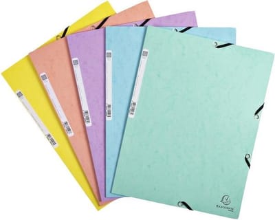 5 x Elastomap Exacompta Aquarel * 3-kleps * A4 * glanskarton * assorti