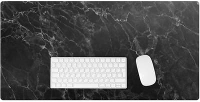 Wallfluent - Marmeren Aderen Bureau Onderlegger - 90x45 cm - Zwart Bureau Onderlegger Groot - Organisch marmerpatroon Onderlegger Bureau - Computer Mat - Bureau Accessoires - Onderlegger Bureau
