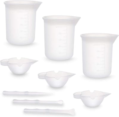Set van 9 Siliconen Meetbekers en Mengtools - 100ml en 10ml Bekers met Roerstaafjes voor Epoxyhars Gieten, Schilderen en Creatieve Projecten