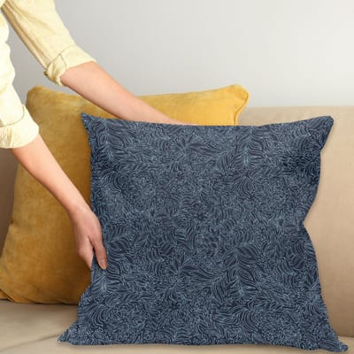 ABAKUHAUS marine- en teal-kussenhoes – Flourish Kollectie – Binnen/buiten, 60x60 cm, turkoois/donkerblauw