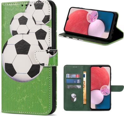 Geschikt Voor Samsung Galaxy A23 Hoesje - Solidenz Bookcase A23 - Telefoonhoesje A23 - A23 Case Met Pasjeshouder - Leopard - Panter - Cover Hoes - Voetbal