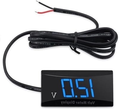 Batterij Voltmeter Display - Spanningsmeter LED - Voertuig Controleren - Universeel 12V - Blauw Licht - Zwart