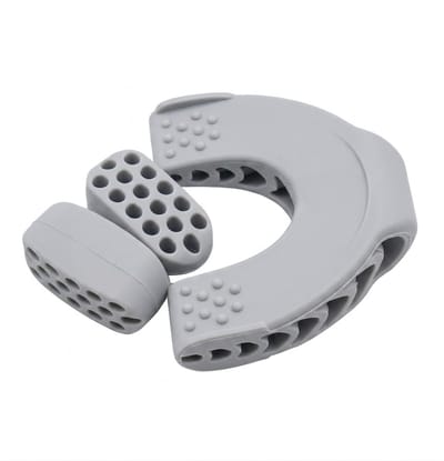 Grijs kaak trainer mond trainer unisex kaak oefenaar set siliconen kaaklijn trainer gezicht spier trainer C vorm mond trainer met ventilatie gaten en bijtblokken 3 stuks
