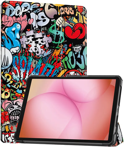 Hoes - Geschikt voor Samsung Galaxy Tab A11 - Dun & Stevig - Trifold Bookcase - Hard Cover - Hardcover Book Case - Tablet Hoesje - Graffity