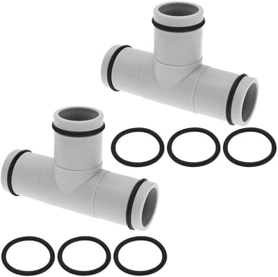 Store 2 stuks T-vormige slangconnector geschikt voor 32 mm diameter waterpijp interface zwembad slang connector waterpijp verlengverbinding grijs