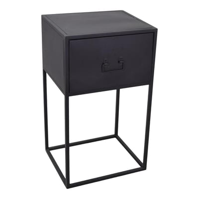 LOFT42 Djax Nachtkastje Hoog met Lade – Zwart – Metaal - 70x40x35