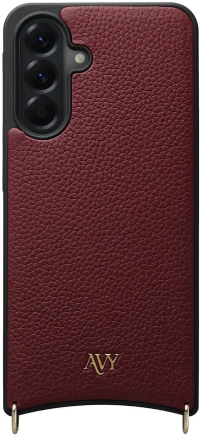 AVY Leren Hoesje geschikt voor Samsung Galaxy A56 | Compatibel met MagSafe | Leather Case | Back Cover | Haakjes voor koord | Burgundy