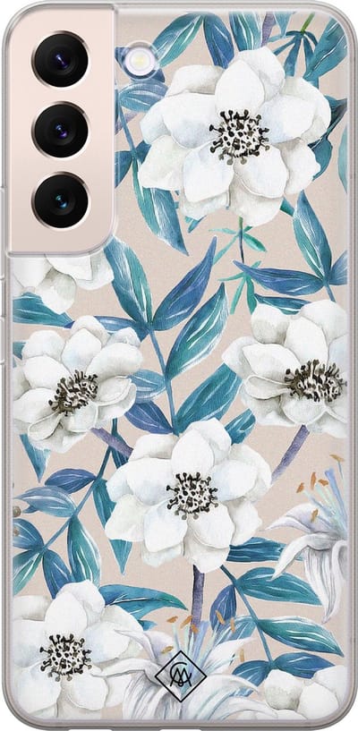 Casimoda® hoesje - Geschikt voor Samsung S22 Plus - Bloemen / Floral blauw - Backcover - Siliconen/TPU - Blauw
