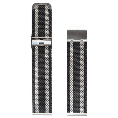 Black Silver Two-tone Luxury Line 18mm – Horlogeband Zwart Zilver - Milanese strap - Stainless steel + opening tool
