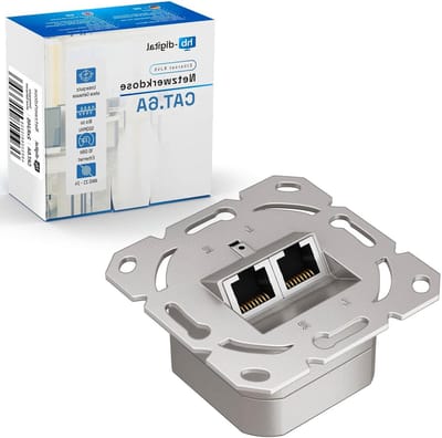 Netwerkcontactdoos RJ45 - LAN-aansluiting Ethernetpoort - Netwerkverbindingen maken - Volledig afgeschermd zinklegering - 50 mm x 50 mm - Metaal