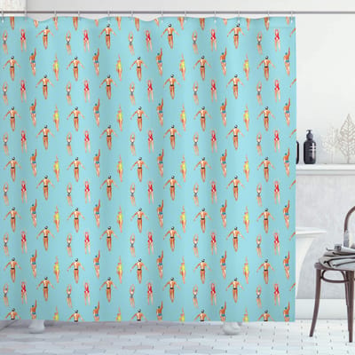 ABAKUHAUS Douchegordijn – Sc_59547 175x240 cm – Blauw veelkleurig