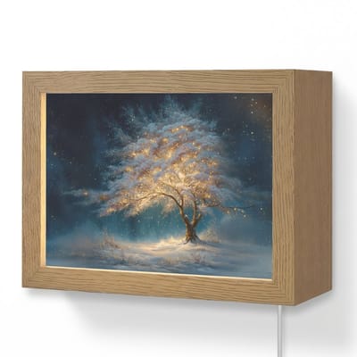 Wandlamp 20x15 cm - Oplaadbaar - Levensboom - Nacht - Donker - Blauw - Wandlampen binnen woonkamer - Slaapkamer lamp met kabel - Decoratieve nachtlamp - Vloerlamp snoer