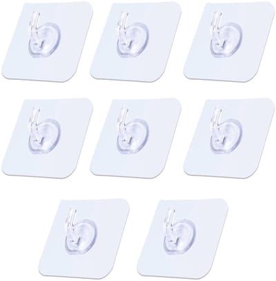 Dailygoods- Wandhaak Transparant - 8 Stuks - PVC - Waterdicht - Zelfklevend - Sterke Hechting - 6 x 6 cm - Haak