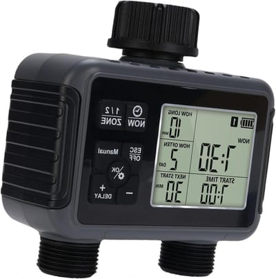Water Timer - Irrigatie Controller - Automatisch Bewateren - Twee Zones - 3/4 Inch - Grijs