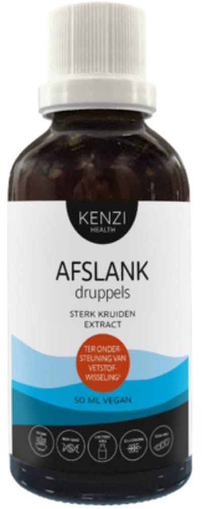 Afslankdruppels 100% natuurlijk- ondersteunt vetverbranding en energie (Kenzi) 50ml met oa Yerba Mate, Guarana, Groene Thee en Panax Ginseng. Afslankdruppels