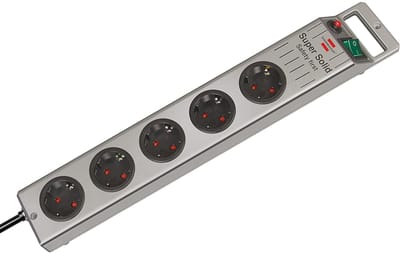 Super-Solid-Line stekkerdoos 5-voudig zilver 2,5m H05VV-F 3G1,5 *FR*