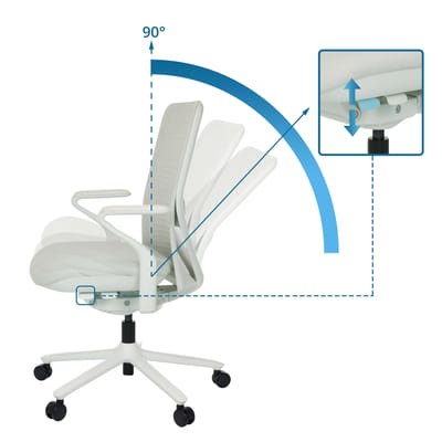 Bureaustoel / draaistoel VERVIO rugleuning 3D-mesh / zitting stof wit hjh OFFICE