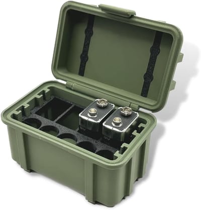 Batterij Opbergbox - Minikist - Batterijen Sorteren - Militaire Stijl - 100 x 70 x 60 mm - Olijfgroen Camouflage