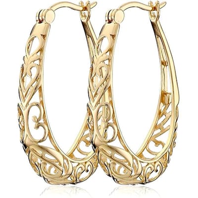 POMOiii Elegante Holle Oorbellen voor Vrouwen Etnische Stijl Goud Kleur Eenvoudige Hoepel Oorbellen Bruiloft Verlovingssieraden Party Nieuwe Items beige