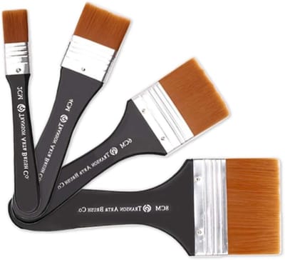 Professionele set van 4 platte nylon verfkwasten voor acryl, aquarel en olieverf schilderen