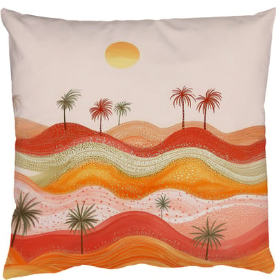 Sierkussens - Kussentjes Woonkamer - 50x50 cm - Abstract landschap - Palmbomen - Kleurrijk