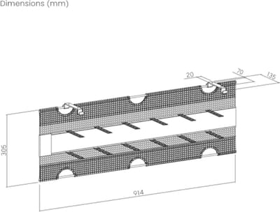 Bureau Kabelmanagement Systeem - Onder Bureau Bevestiging, 914 mm, 95 mm, 5 kg Draagkracht