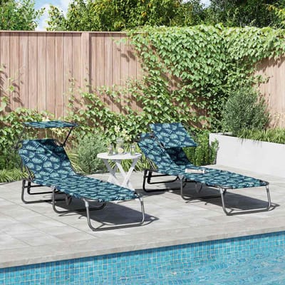 vidaXL Opvouwbare zonnebed 2 pcs Multikleur 190 x 57 x 81 cm oxford