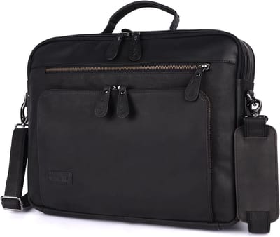 Laptoptas Leer - Schoudertas Notebooktas - Zakelijk Vervoer - Vakmanschap Echt Leer - 395 cm - Bruin
