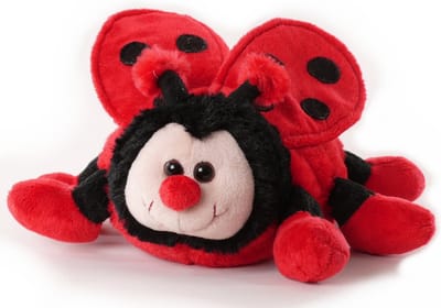 Inware pluche lieveheersbeestje - knuffel beestje - rood/zwart - staand - 20 cm - insecten knuffeltje